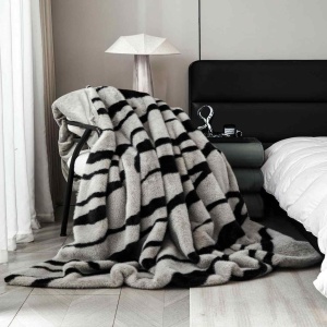 Луксозно одеяло Jo-Jo Home, тип кожа от Норка + 2 калъфки, 200x230 см, с цип, PBN-01 (сиво и черно) - Img 4