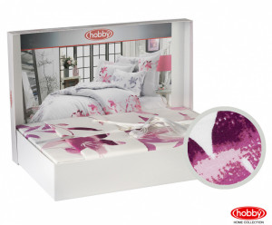 Луксозно спално бельо от Памучен сатен Deluxe, за двойно легло, Hobby Home, 6 части, HBS-28 - Img 8