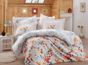 Луксозно спално бельо от Памучен сатен Deluxe, за двойно легло, Hobby Home, 6 части, HBS-26 - Img 2