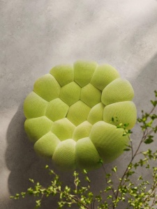 Fotoliu modern tip fagure cu tapițerie texturată, verde lime