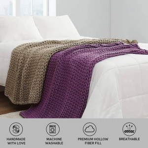 Ръчно плетено одеяло Cozy Hug, 152x203 см., Бежово, WCB-01 - Img 12