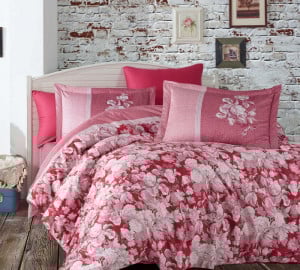 Луксозно спално бельо от Памучен сатен Deluxe, за двойно легло, Hobby Home, 6 части, HBS-56 - Img 1