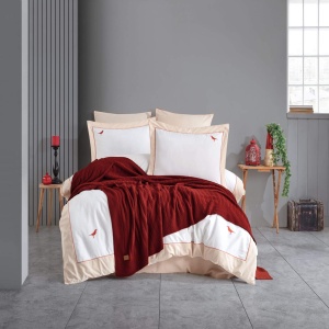 Спален комплект + кувертюра, 100% памук тип Поплин, с бродерия, 7 части, 2006-1-1