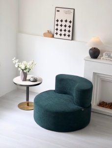 Fotoliu verde rotund premium pentru living