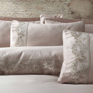 Лукс спално бельо Dantela Vita, памучен сатен Deluxe, за двойно легло, 6 части, LDV-68 - Img 3