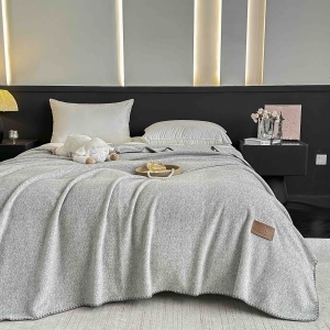 Одеяло JoJo Home с ефект на кашмир, 200x230 см, сив меланж, с чанта, pcsh-02 - Img 2
