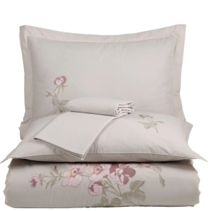 Set lenjerie Palmyra crem Hobby Home cu fețe de pernă brodate și husă de pilotă din poplin