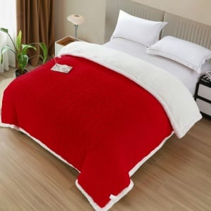 Pătură premium cu blăniță și fermoar, model embosat 3D, 200x230 cm, roșu