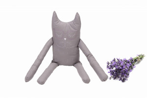 Perna in forma de pisica SomnArt, bumbac, umplutura lavanda, Gri - Img 4