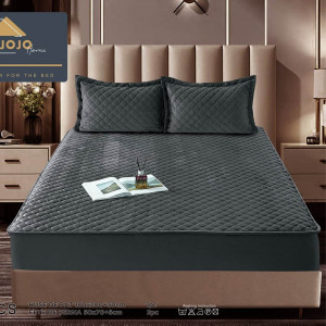 Комплект долен чаршаф с ластик + 2 калъфки, за Двойно легло, Кадифе, HTC-08