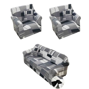 set huse fotolii si canapea culoare alb / gri