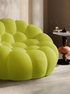 Scaun lounge Bubble Ball cu forme rotunjite, culoare verde lime