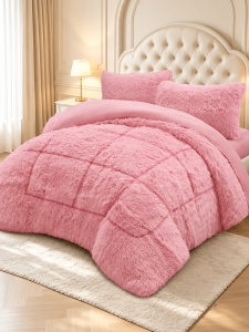 Пухкава олекотена завивка Fluffy 200×230 см с 2 калъфки, 3 части, розов – Johnny Home FA-05