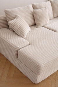 Detaliu colt canapaea memory foam material chenille soft 