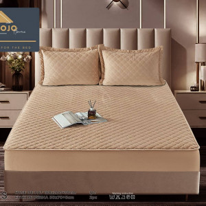 Комплект долен чаршаф с ластик + 2 калъфки, за Двойно легло, Кадифе, HTC-09