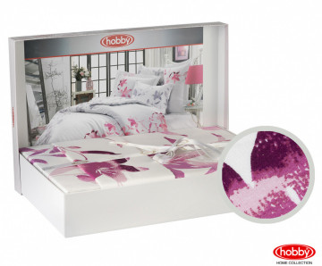 Луксозно спално бельо от Памучен сатен Deluxe, за двойно легло, Hobby Home, 6 части, HBS-28 - Img 4