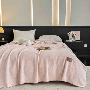 Одеяло JoJo Home с ефект на кашмир, 200x230 см, пудрено розово, с чанта, pcsh-01 - Img 2