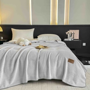 Одеяло JoJo Home с ефект на кашмир, 200x230 см, светлосиво, с чанта, pcsh-11 - Img 2