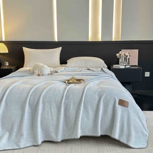 Одеяло JoJo Home с ефект на кашмир, 200x230 см, сивосиньо, с чанта, pcsh-06 - Img 2