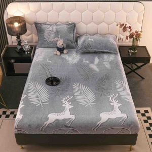 Плюшен долен чаршаф с ластик + 2 калъфки, за матрак от 160х200 до 180х200 см, HCJ-97