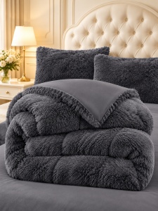 Пухкава олекотена завивка Fluffy 200×230 см с 2 калъфки, 3 части, антрацитносив – Johnny Home FA-06 - Img 3