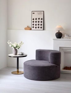 Fotoliu gri antracit rotund premium pentru living