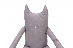 Perna in forma de pisica SomnArt, bumbac, umplutura lavanda, Gri - Img 2