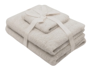 Set prosoape 3 piese 500 gsm (fata, maini, corp) Crem , SomnART - Img 1