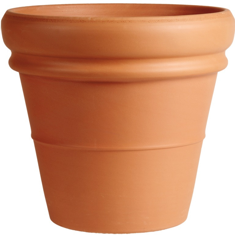 Plantenbak, bloempot, sierpot, conisch, rond, Doppio Bordo LISCIO, echt terracotta, handgemaakt, absoluut vorstbestendig (Festonato 35 cm