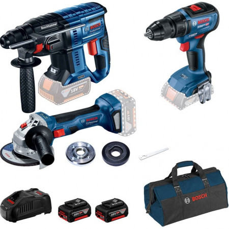 Set akumulatorskog alata GBH 180-Li + GSR 18V-50 + GWS 180 Li + 2x GBA 18V 5.0 Ah + torba za alat BOSCH