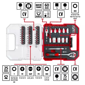 Bitovi i gedore komplet 37kom. L-Box EINHELL - Img 11