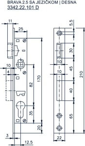 Brava za metalna vrata 25mm jezik - desna HVT BANE - Img 2