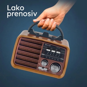 Prenosni retro radio prijemnik roze PROSTO - Img 3