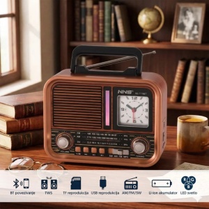 Prenosni retro RGB Bluetooth radio + sat PROSTO - Img 2