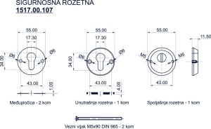Sigurnosna rozetna za cilindar - niklovana BANE - Img 2