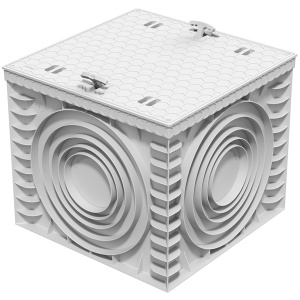 Poklopac za šaht PVC - kockasti sivi sa kutijom 70x70cm