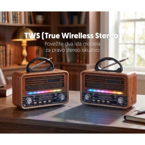 Prenosni retro RGB Bluetooth radio PROSTO - Img 5