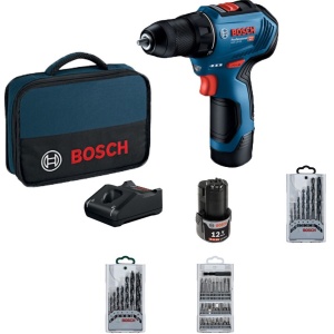 Akumulatorska bušilica - odvijač GSR 12V-30 + 39-delni set pribora; 2x2.0Ah BOSCH - Img 1