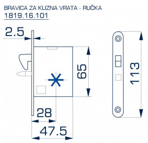 Bravica za klizna harmonika vrata - cilindar BANE - Img 2