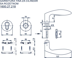 Kvaka sa rozetnom za cilindar Tina - bronza BANE - Img 2