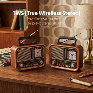 Prenosni retro RGB Bluetooth radio + sat PROSTO - Img 2