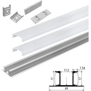 Set aluminijumski zidni profil za dve LED trake 2m 17x49 mm PROSTO