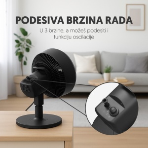Stojeći ventilator TURBO 75W - crni PROSTO - Img 3