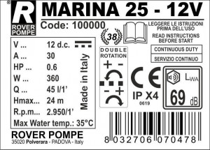 Pumpa za pretakanje 12V Marina 25 ROVER - Img 2