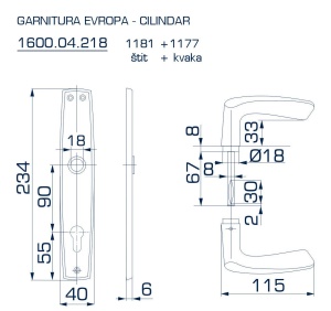 Štit i kvaka - cilindar Evropa - bela BANE - Img 2