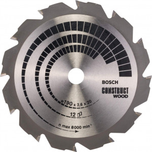 Kružna testera za drvo Construct Wood 190x1.6mm - 12 zuba BOSCH - Img 1