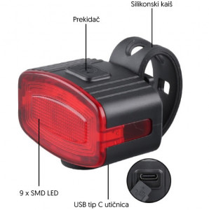 Lampa za bicikl LED punjiva 2kom. PROSTO - Img 3