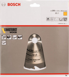 Kružna testera za drvo Construct Wood 190x1.6mm - 12 zuba BOSCH - Img 2