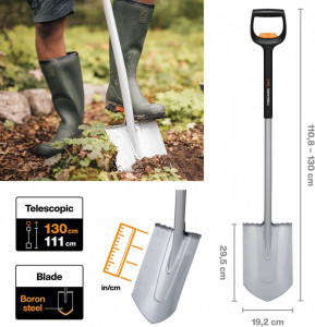 Ašov sa drškom teleskopski 111-130cm Xact FISKARS - Img 4