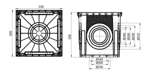 Poklopac za šaht PVC - kockasti sivi sa kutijom 55x55cm - Img 4